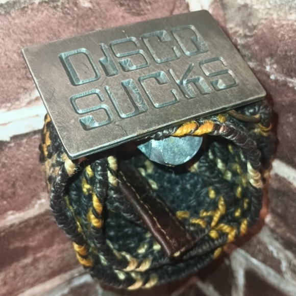 Vintage Disco Sucks Buckle & Hemp Belt